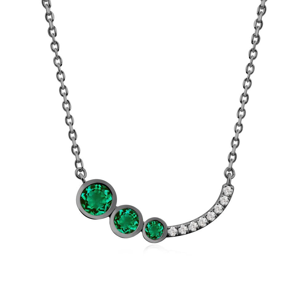 Three Stone Bezel-Set Emerald Necklace - LUO Jewelry #metal_black finish sterling silver