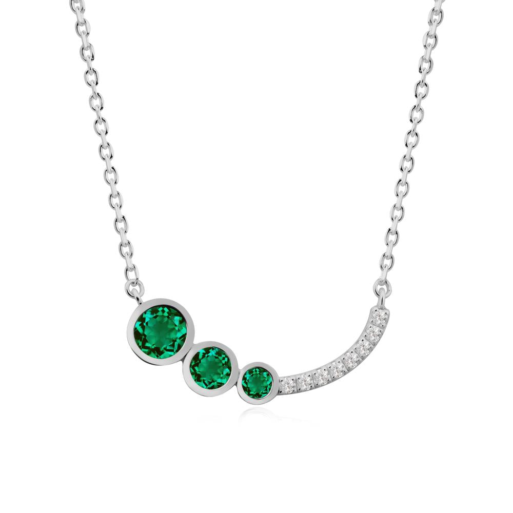 Three Stone Bezel-Set Emerald Necklace - LUO Jewelry #metal_platinum