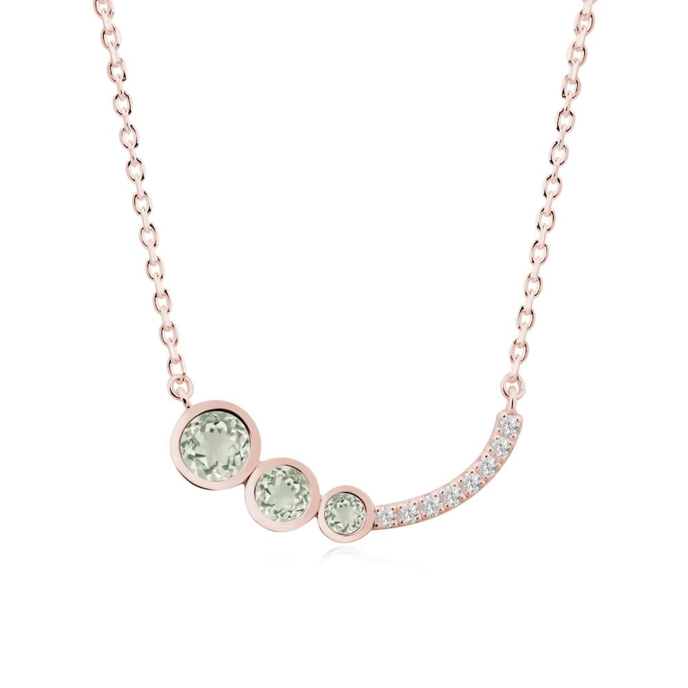 Round Three Stone Green Amethyst Pendant Necklace - LUO Jewelry #metal_18k rose gold