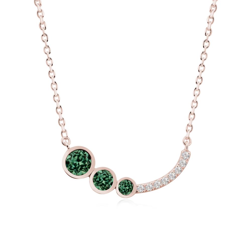 Round Three Stone Green Sapphire Pendant Necklace - LUO Jewelry #metal_14k rose gold