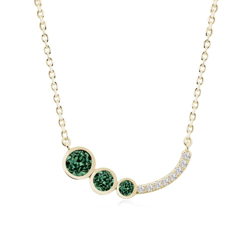 Round Three Stone Green Sapphire Pendant Necklace - LUO Jewelry #metal_14k yellow gold