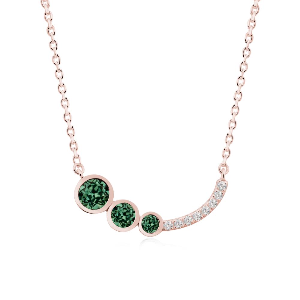 Round Three Stone Green Sapphire Pendant Necklace - LUO Jewelry #metal_18k rose gold