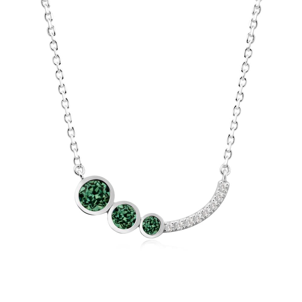 Round Three Stone Green Sapphire Pendant Necklace - LUO Jewelry #metal_18k white gold
