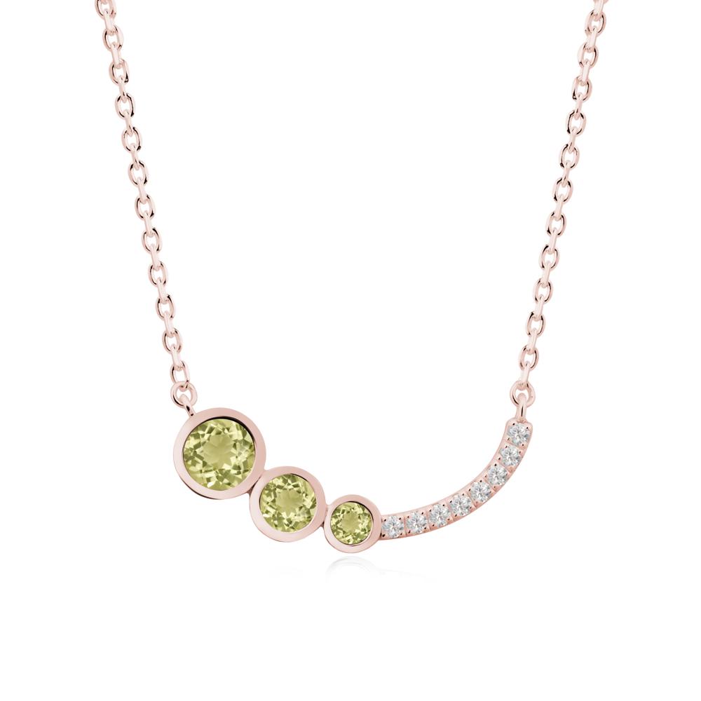 Three Stone Bezel-Set Lemon Quartz Necklace - LUO Jewelry #metal_18k rose gold