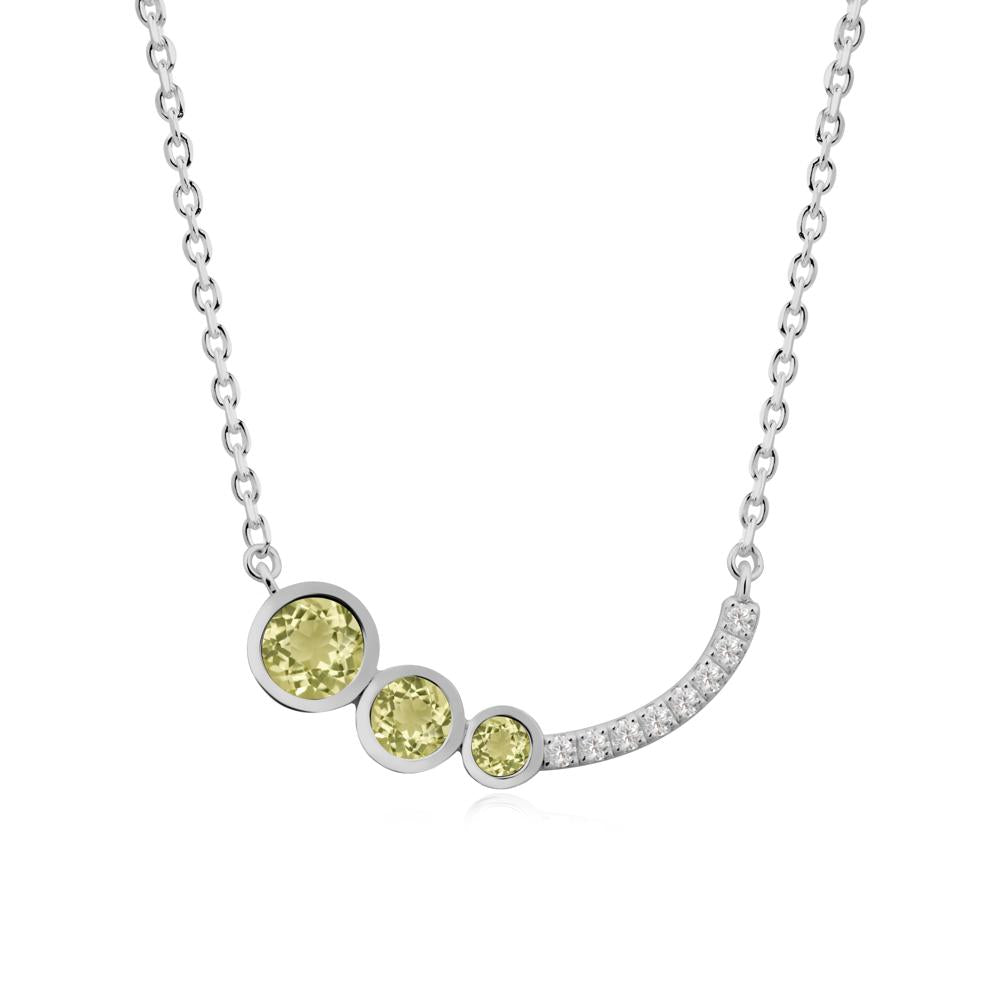 Three Stone Bezel-Set Lemon Quartz Necklace - LUO Jewelry #metal_platinum
