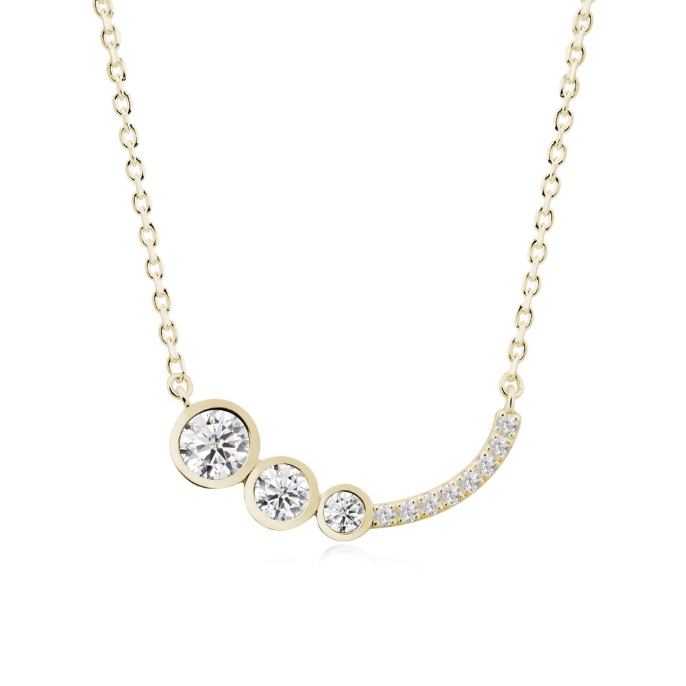 Round Three Stone Moissanite Pendant Necklace - LUO Jewelry #metal_14k yellow gold