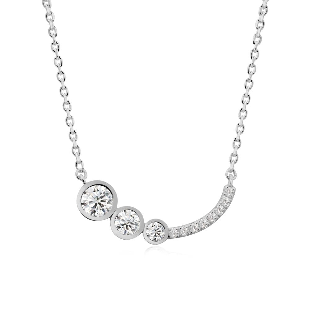 Round Three Stone Moissanite Pendant Necklace - LUO Jewelry #metal_platinum