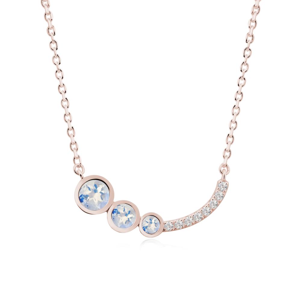 Three Stone Bezel-Set Moonstone Necklace - LUO Jewelry #metal_14k rose gold