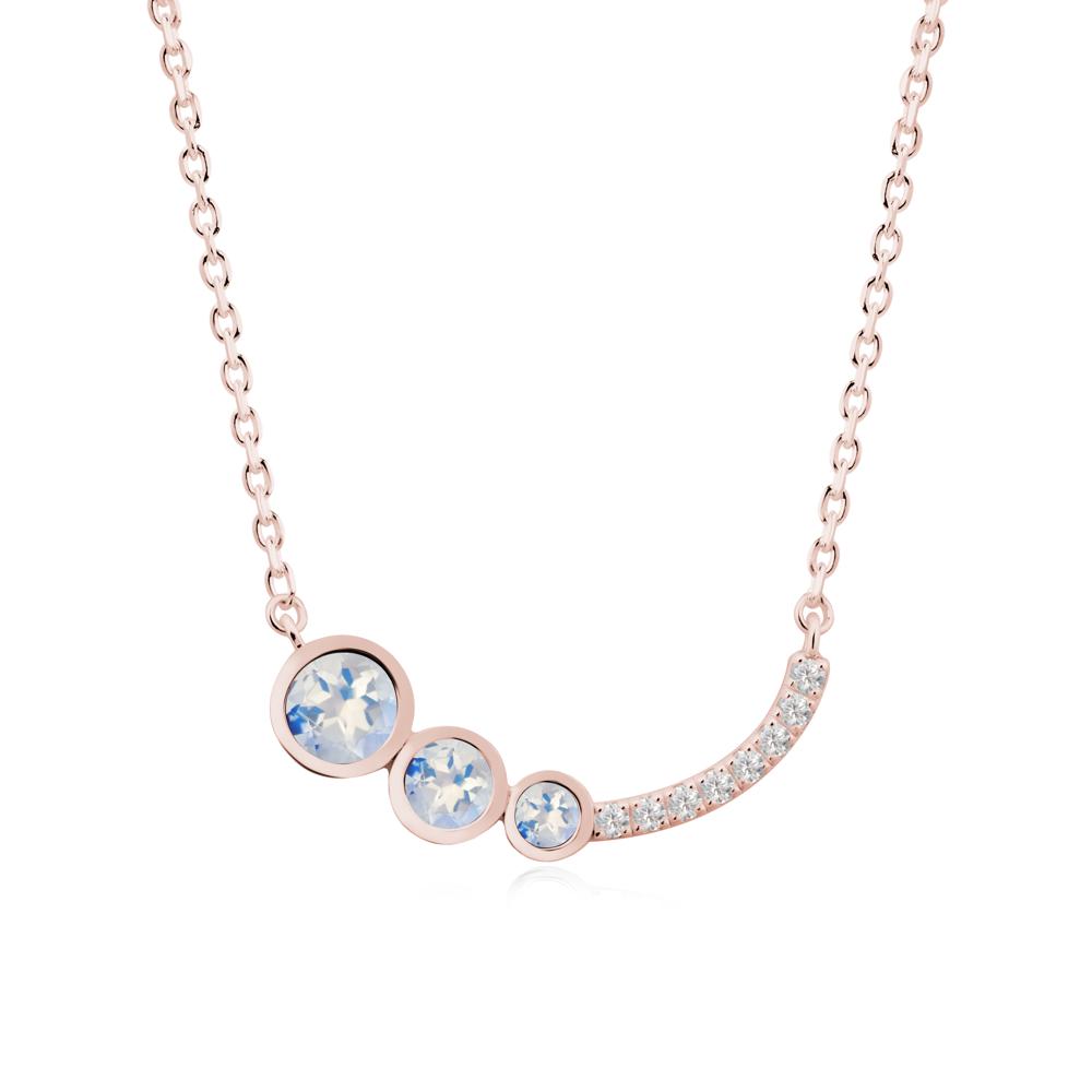 Three Stone Bezel-Set Moonstone Necklace - LUO Jewelry #metal_18k rose gold