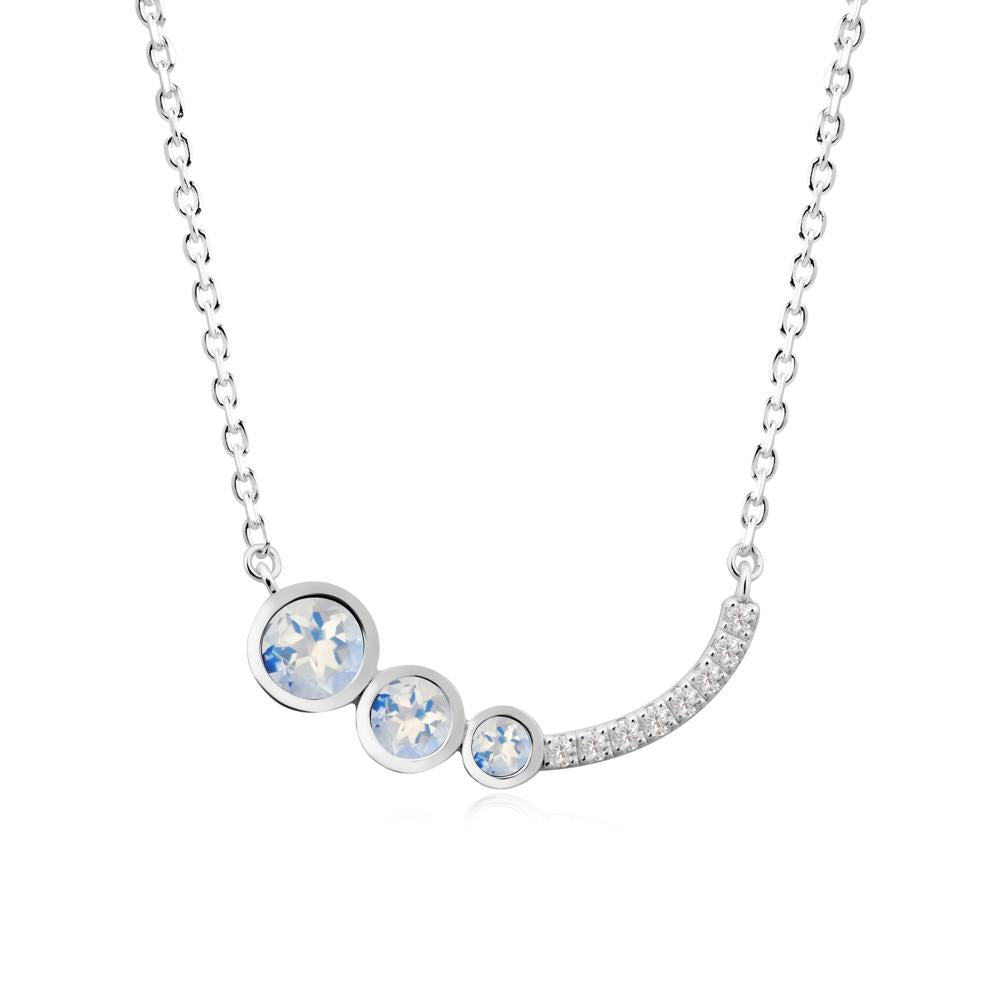 Three Stone Bezel-Set Moonstone Necklace - LUO Jewelry #metal_18k white gold
