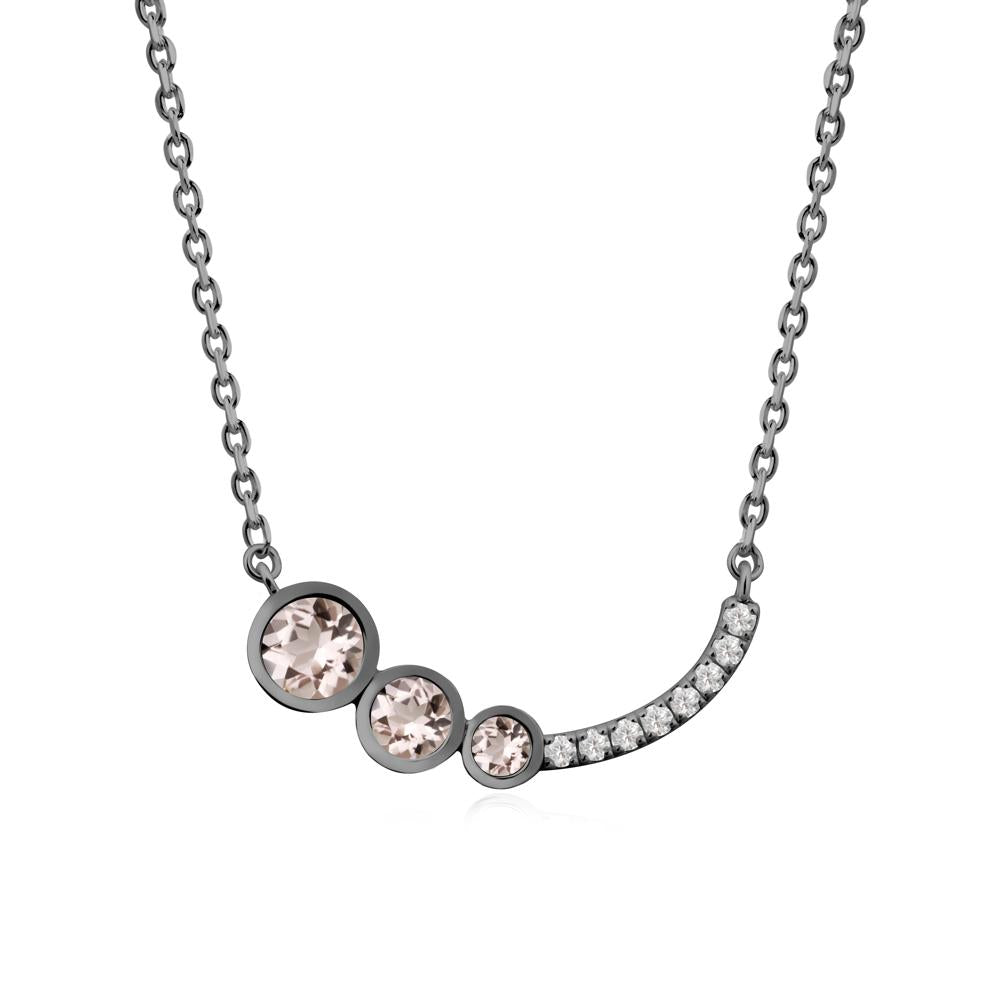 Round Three Stone Morganite Pendant Necklace - LUO Jewelry #metal_black finish sterling silver
