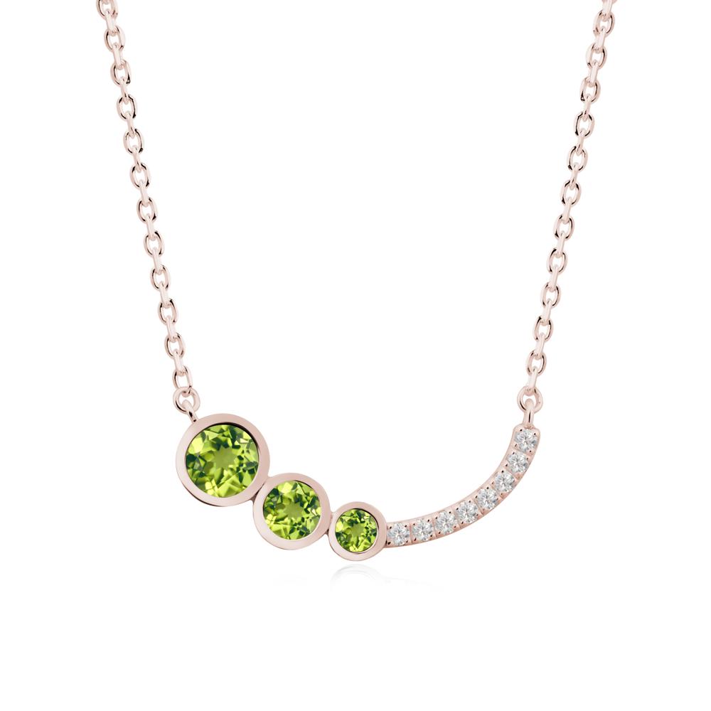 Three Stone Bezel-Set Peridot Necklace - LUO Jewelry #metal_14k rose gold