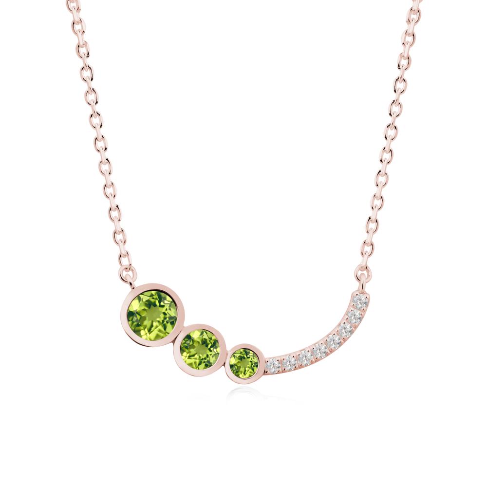 Three Stone Bezel-Set Peridot Necklace - LUO Jewelry #metal_18k rose gold