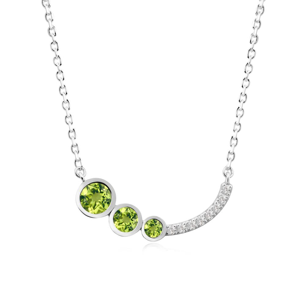 Three Stone Bezel-Set Peridot Necklace - LUO Jewelry #metal_sterling silver