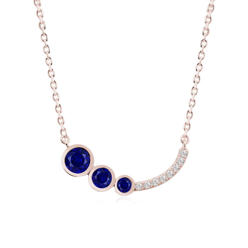 Three Stone Bezel-Set Sapphire Necklace - LUO Jewelry #metal_14k rose gold