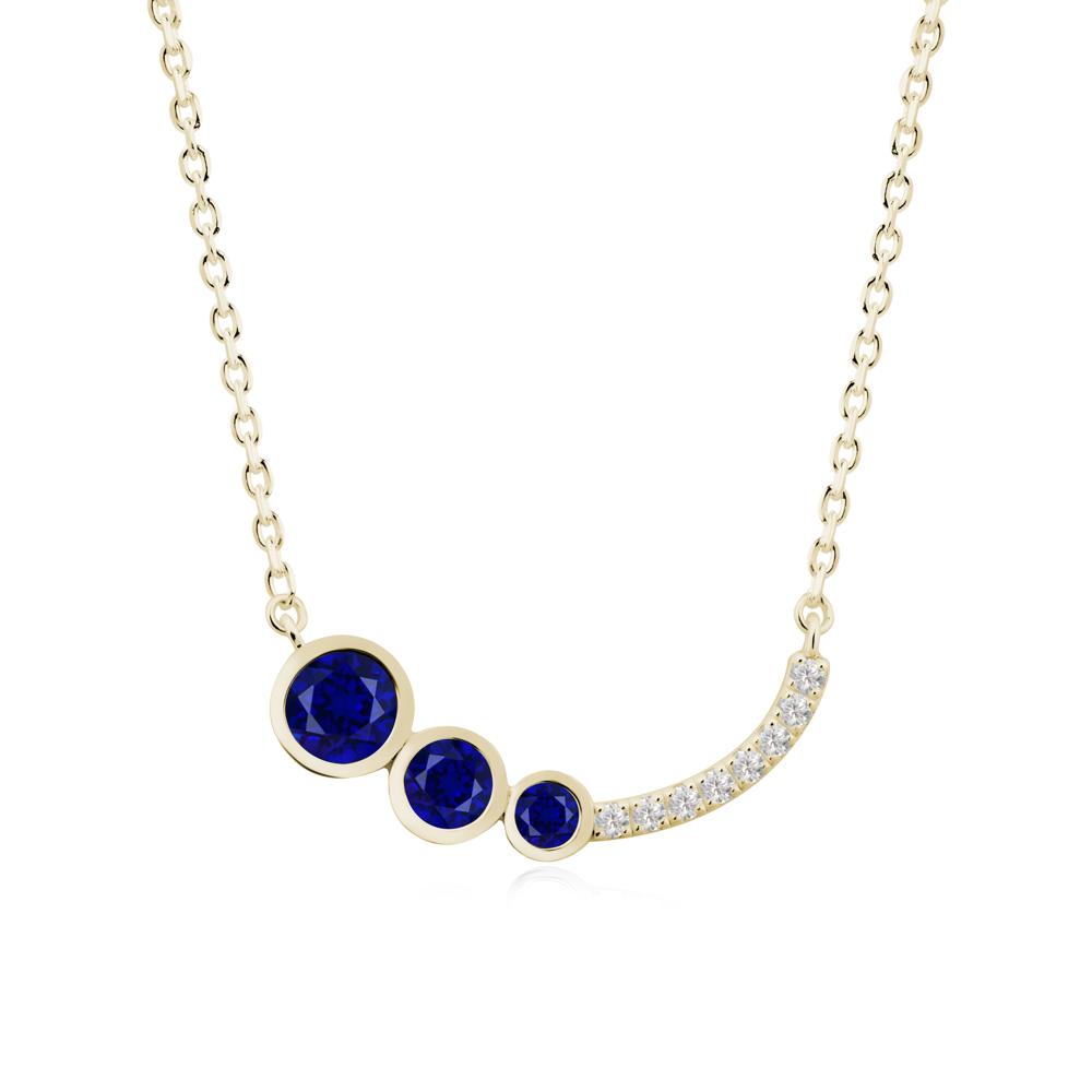 Three Stone Bezel-Set Sapphire Necklace - LUO Jewelry #metal_14k yellow gold