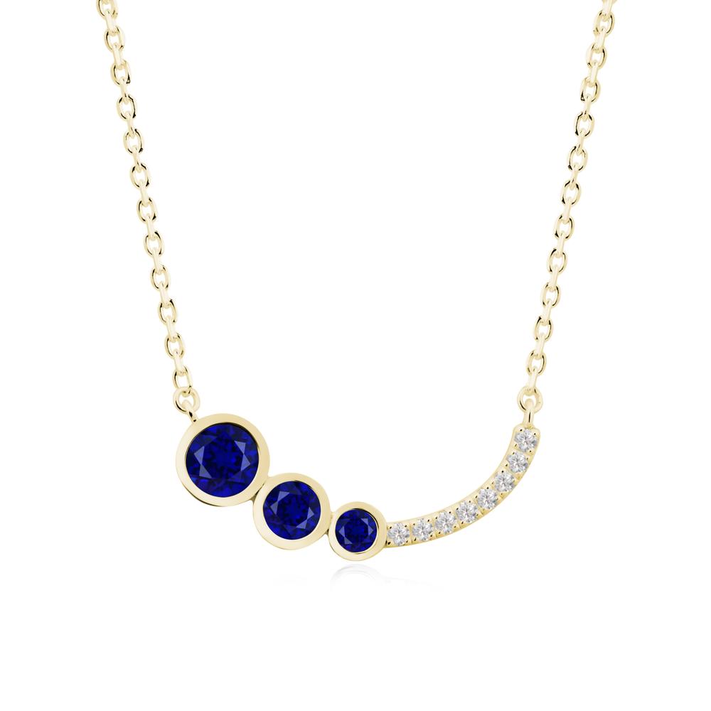 Three Stone Bezel-Set Sapphire Necklace - LUO Jewelry #metal_18k yellow gold