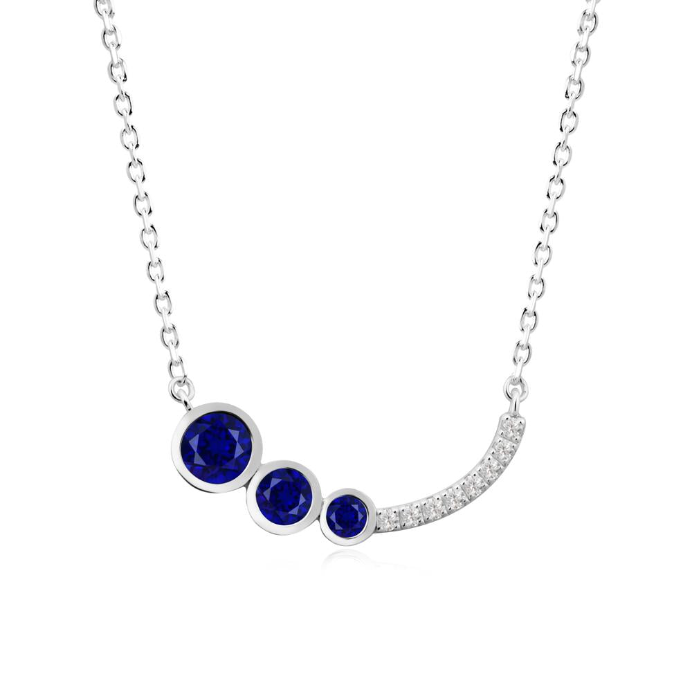 Three Stone Bezel-Set Sapphire Necklace - LUO Jewelry #metal_sterling silver
