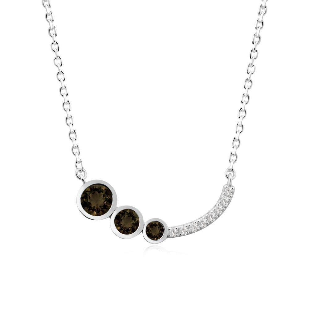 Round Three Stone Smoky Quartz Pendant Necklace - LUO Jewelry #metal_18k white gold