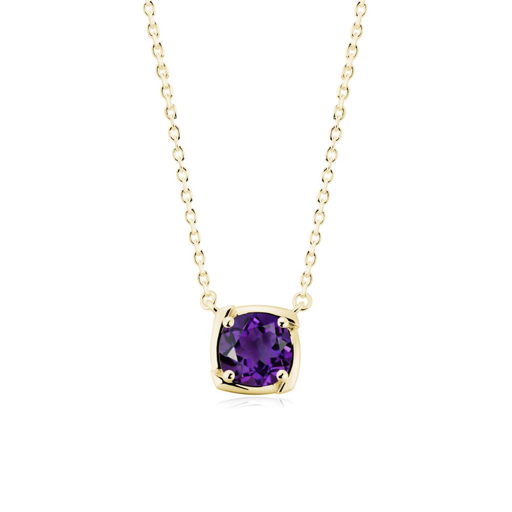 Square-Frame Round Amethyst Necklace - LUO Jewelry #metal_18k yellow gold