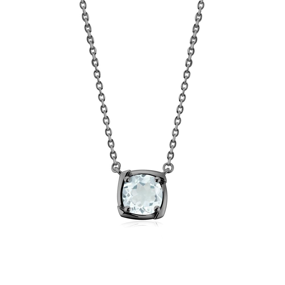 Unique Aquamarine Solitaire Pendant Necklace - LUO Jewelry #metal_black finish sterling silver