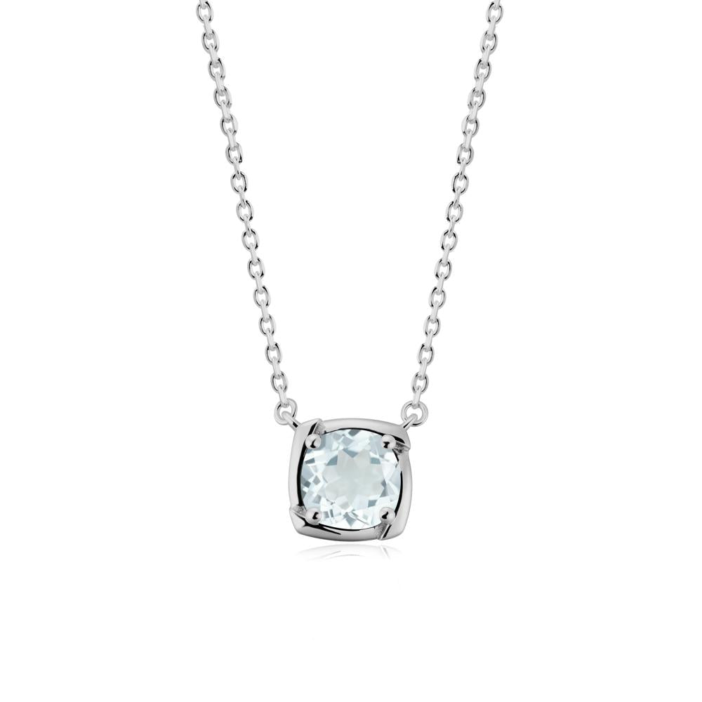 Unique Aquamarine Solitaire Pendant Necklace - LUO Jewelry #metal_platinum