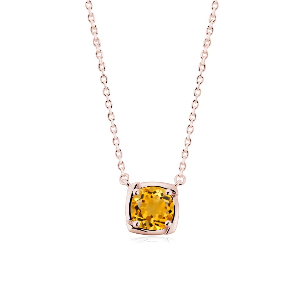 Unique Citrine Solitaire Pendant Necklace - LUO Jewelry #metal_18k rose gold