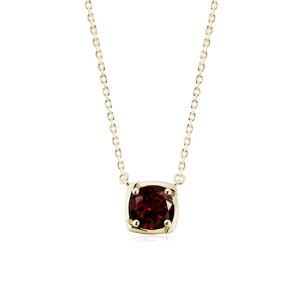 Unique Garnet Solitaire Pendant Necklace - LUO Jewelry #metal_14k yellow gold