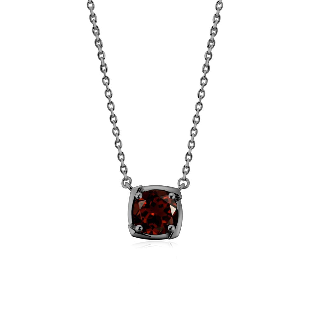Unique Garnet Solitaire Pendant Necklace - LUO Jewelry #metal_black finish sterling silver