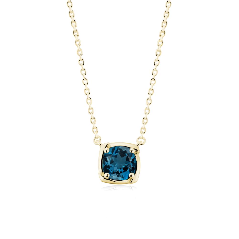 Unique London Blue Topaz Solitaire Pendant Necklace - LUO Jewelry #metal_18k yellow gold