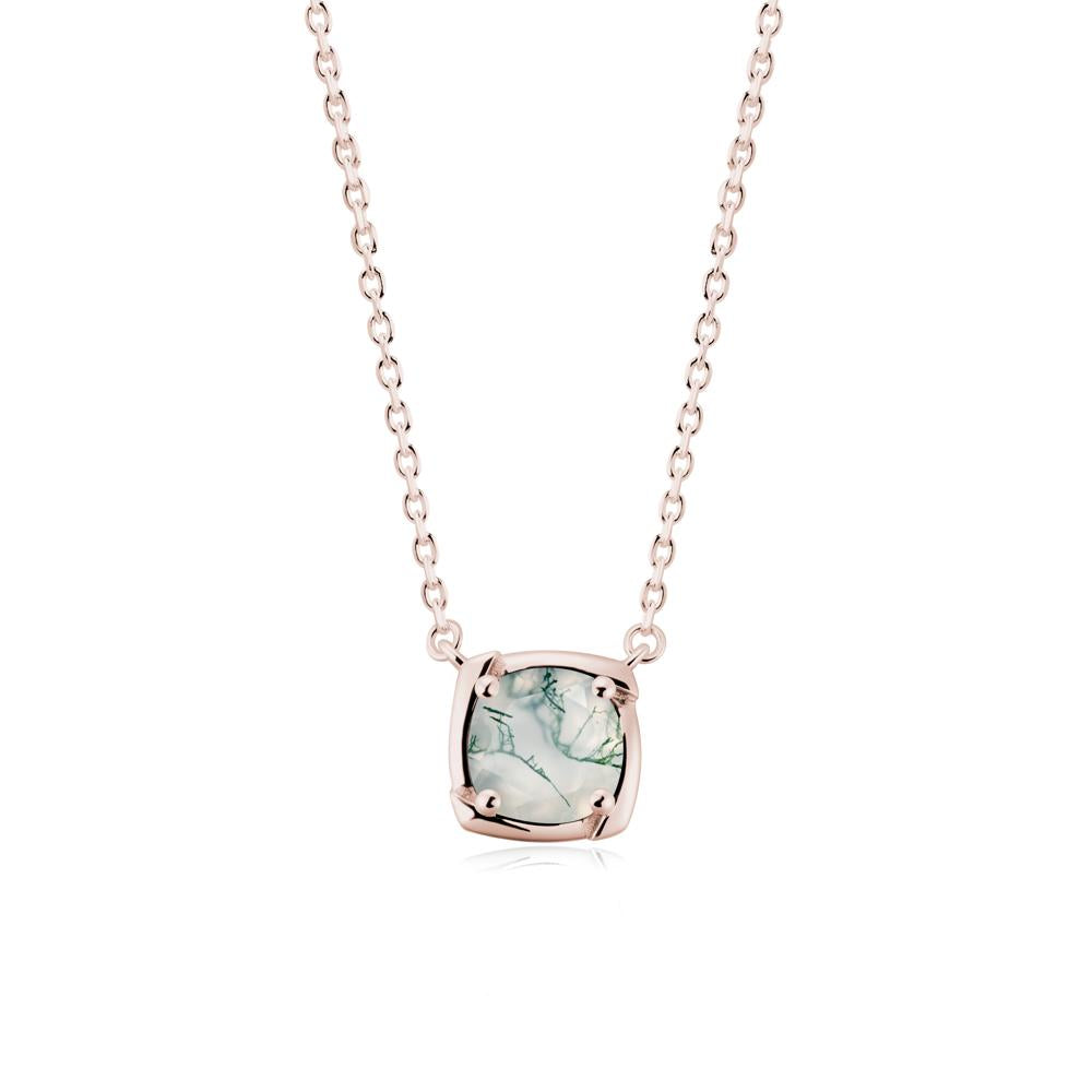 Square-Frame Round Moss Agate Necklace - LUO Jewelry #metal_14k rose gold