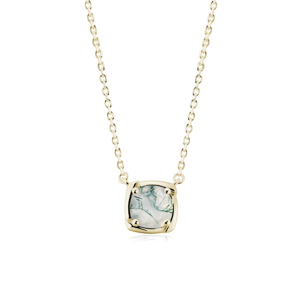 Square-Frame Round Moss Agate Necklace - LUO Jewelry #metal_14k yellow gold