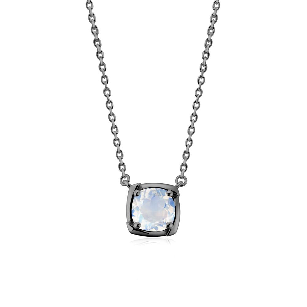 Unique Moonstone Solitaire Pendant Necklace - LUO Jewelry #metal_black finish sterling silver