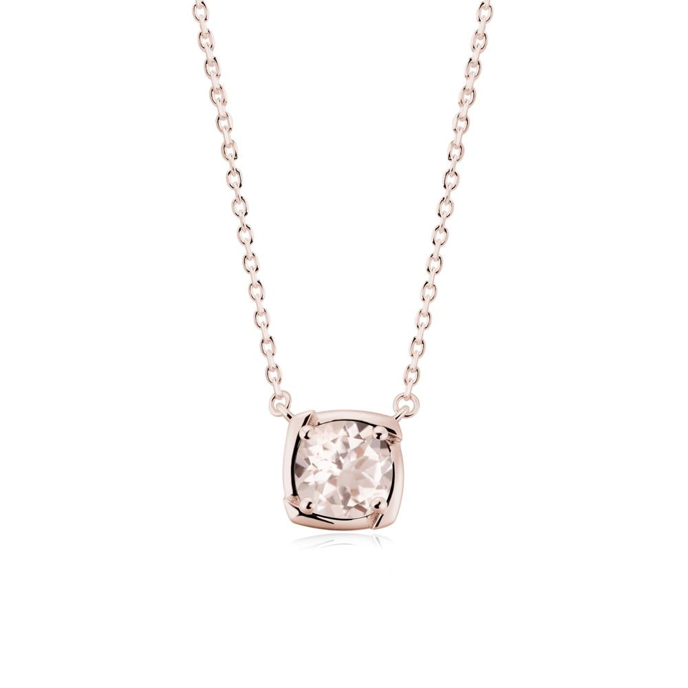 Square-Frame Round Morganite Necklace - LUO Jewelry #metal_14k rose gold