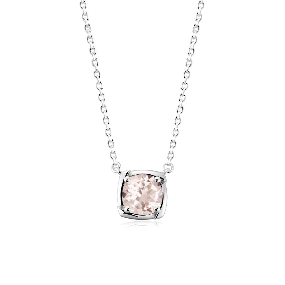 Square-Frame Round Morganite Necklace - LUO Jewelry #metal_18k white gold