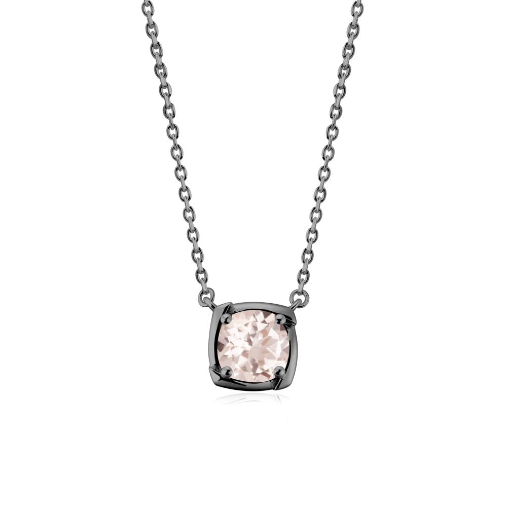 Square-Frame Round Morganite Necklace - LUO Jewelry #metal_black finish sterling silver