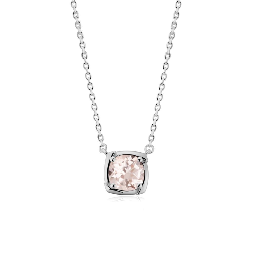 Square-Frame Round Morganite Necklace - LUO Jewelry #metal_platinum