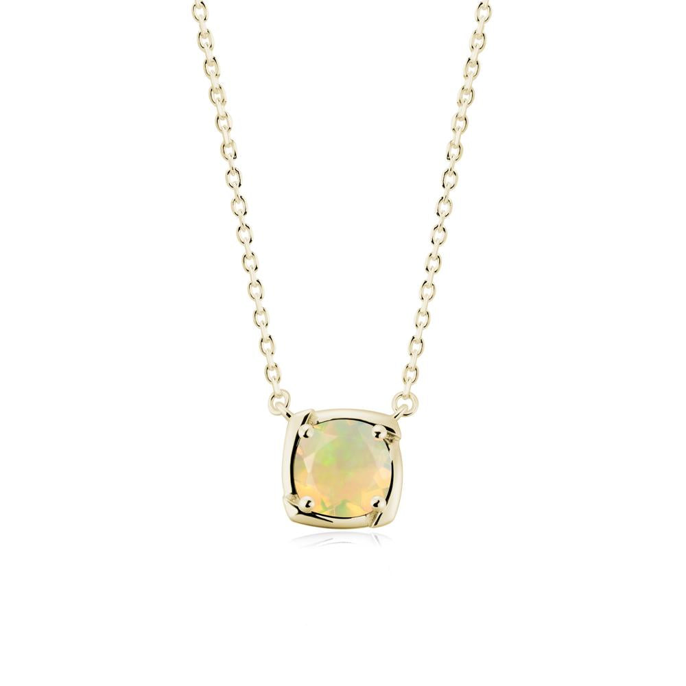 Square-Frame Round Opal Necklace - LUO Jewelry #metal_14k yellow gold