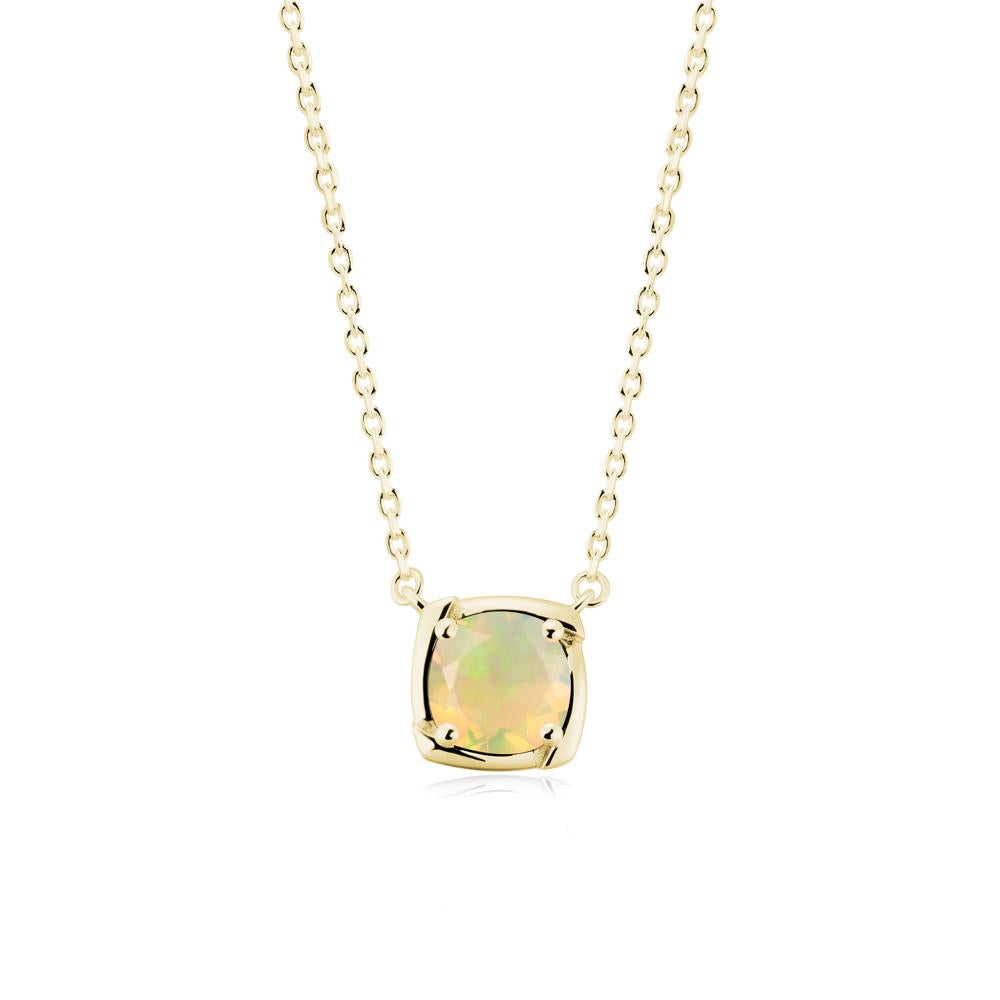 Square-Frame Round Opal Necklace - LUO Jewelry #metal_18k yellow gold