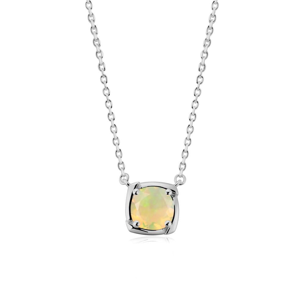 Square-Frame Round Opal Necklace - LUO Jewelry #metal_platinum