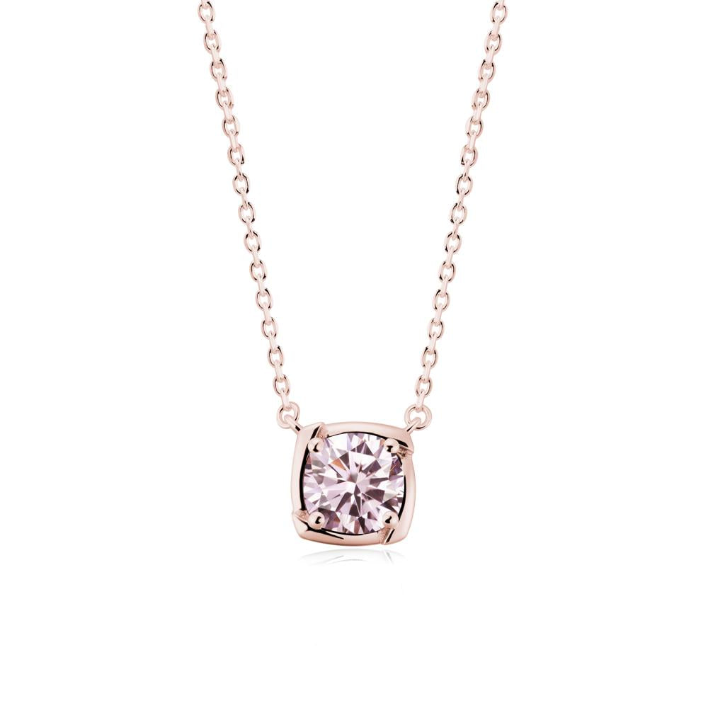 Unique Pink Cubic Zirconia Solitaire Pendant Necklace - LUO Jewelry #metal_18k rose gold