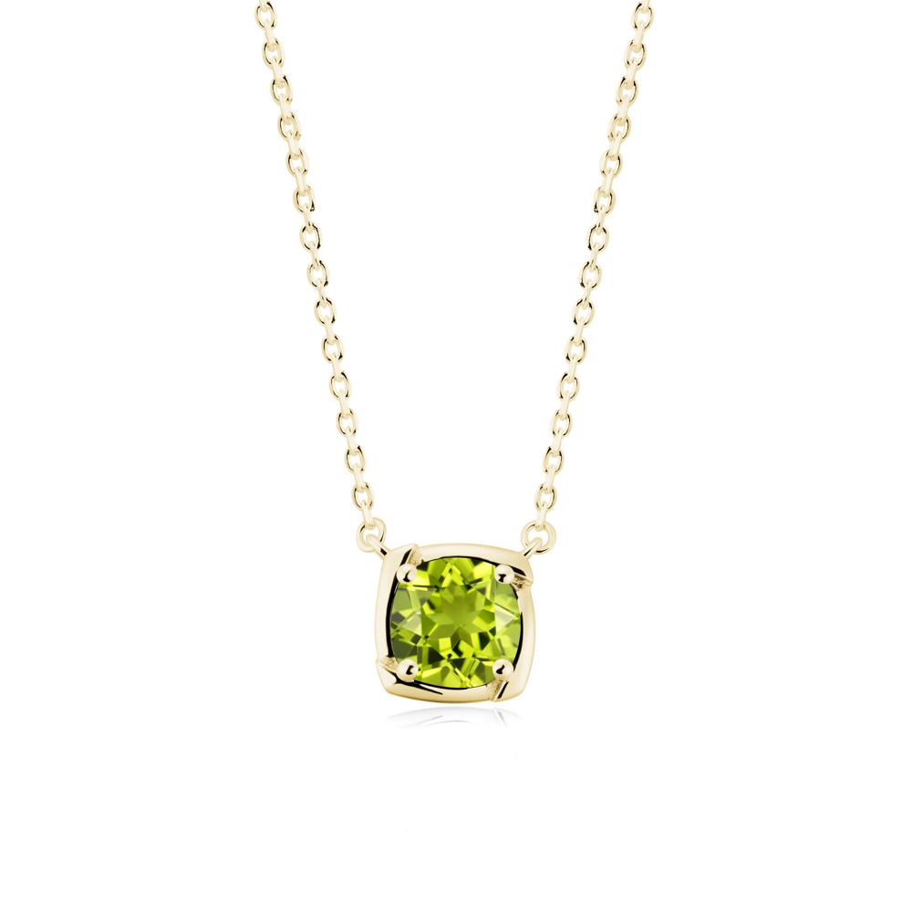 Square-Frame Round Peridot Necklace - LUO Jewelry #metal_18k yellow gold
