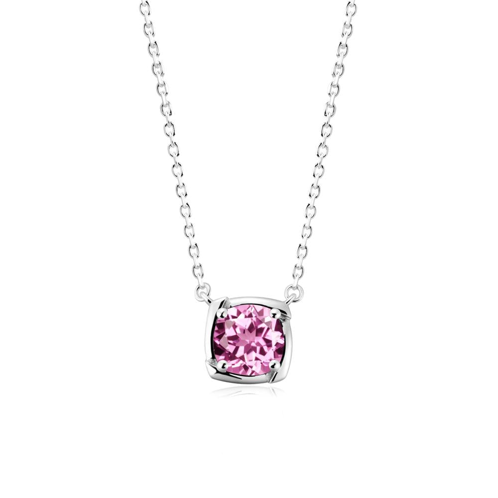 Unique Pink Sapphire Solitaire Pendant Necklace - LUO Jewelry #metal_14k white gold