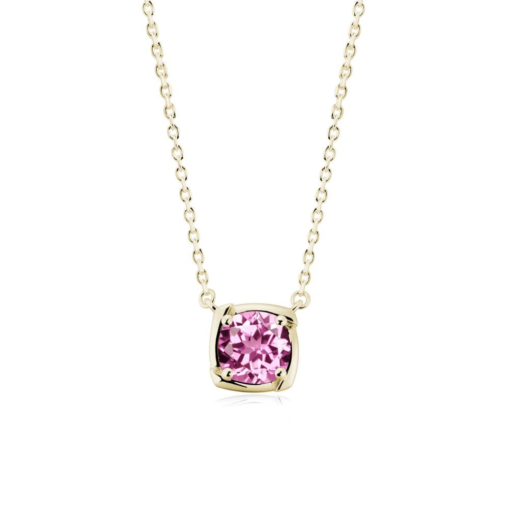 Unique Pink Sapphire Solitaire Pendant Necklace - LUO Jewelry #metal_14k yellow gold