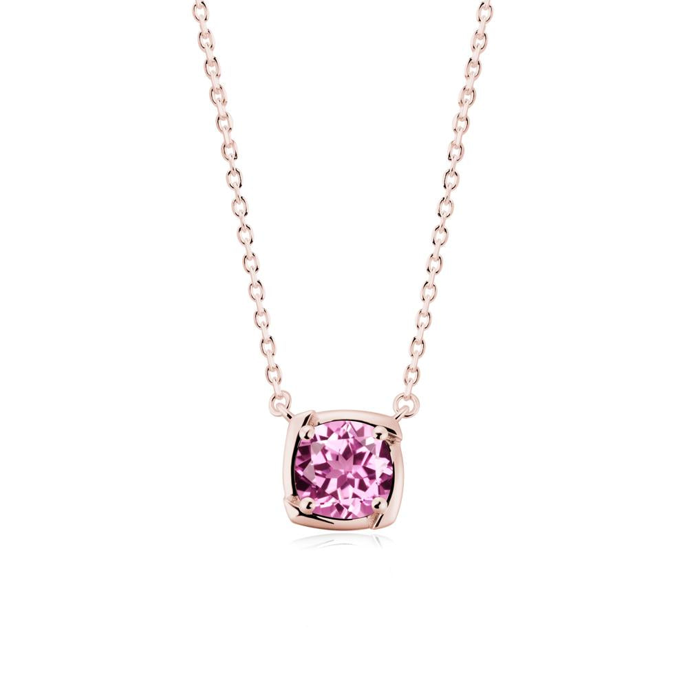 Unique Pink Sapphire Solitaire Pendant Necklace - LUO Jewelry #metal_18k rose gold