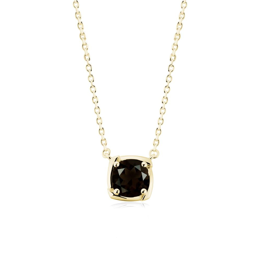 Square-Frame Round Smoky Quartz Necklace - LUO Jewelry #metal_18k yellow gold