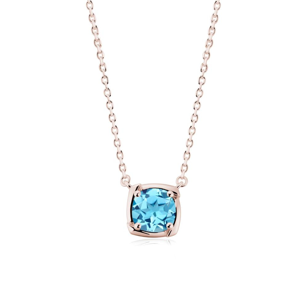 Unique Swiss Blue Topaz Solitaire Pendant Necklace - LUO Jewelry #metal_14k rose gold