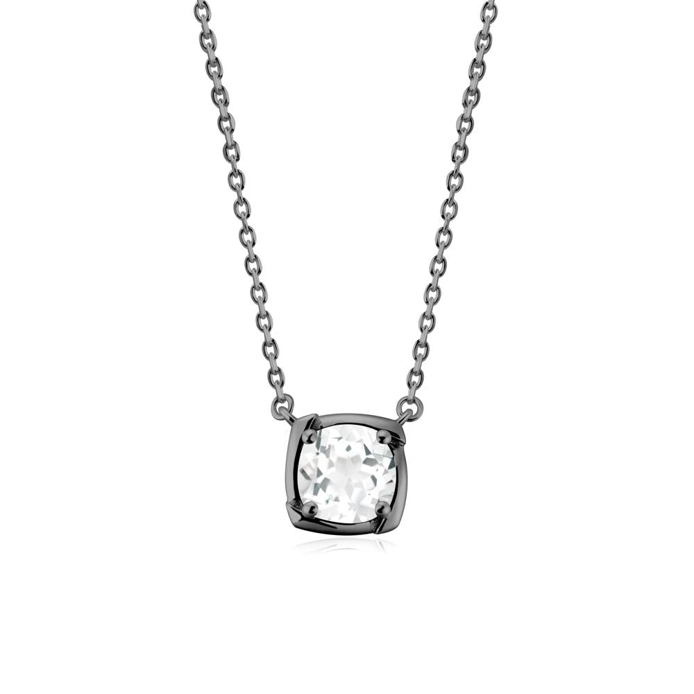 Unique White Topaz Solitaire Pendant Necklace - LUO Jewelry #metal_black finish sterling silver