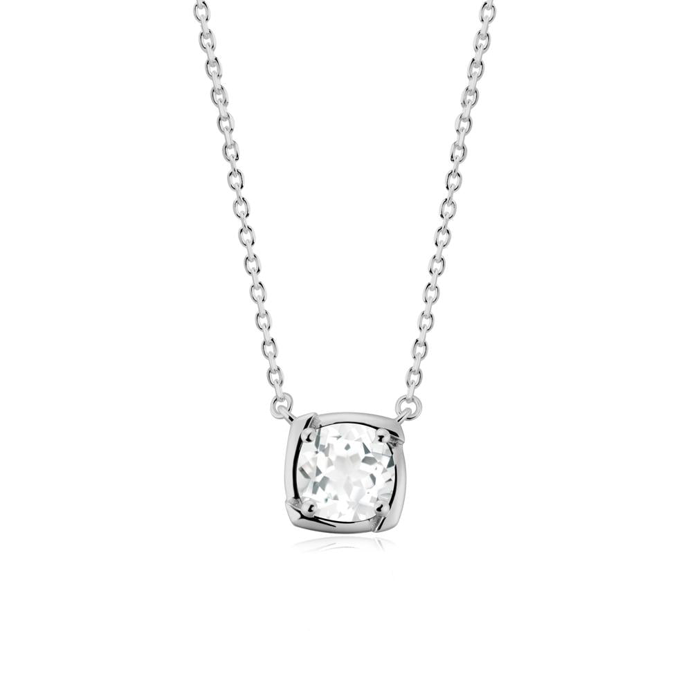 Unique White Topaz Solitaire Pendant Necklace - LUO Jewelry #metal_platinum