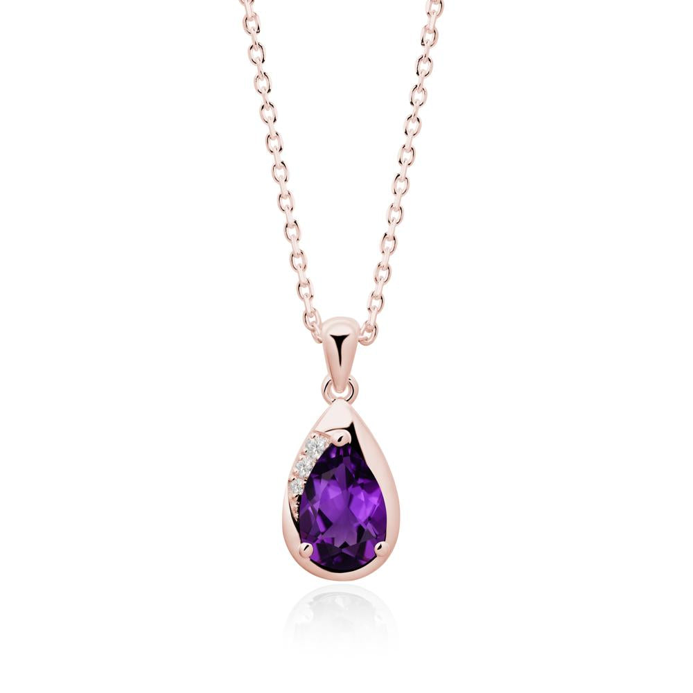 Modernist Teardrop Amethyst Necklace - LUO Jewelry #metal_18k rose gold